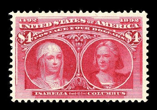 US Stamps Values Scott Catalogue # 244 - US$4.00 1893 Columbian Exposition. Spink Shreves Galleries, May 2014, Sale 148, Lot 215