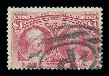 US Stamp Prices Scott Catalog 244: 1893 US$4.00 Columbian Exposition. Matthew Bennett International, Jun 2007, Sale 319, Lot 1272