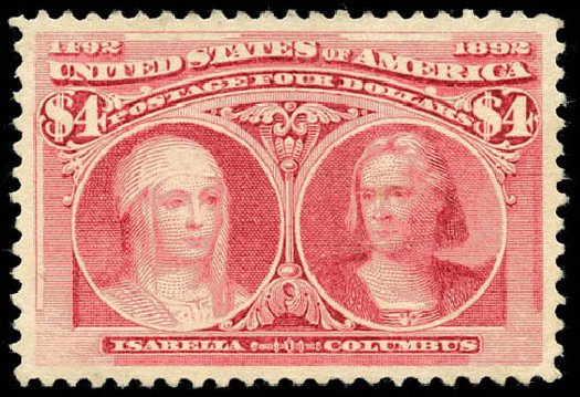 US Stamps Prices Scott #244: 1893 US$4.00 Columbian Exposition. Matthew Bennett International, Jun 2008, Sale 328, Lot 772