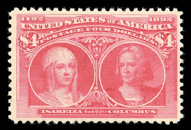 Cost of US Stamps Scott Cat. #244 - 1893 US$4.00 Columbian Exposition. Matthew Bennett International, Sep 2010, Sale 331, Lot 602