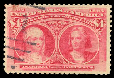 US Stamp Price Scott #244: US$4.00 1893 Columbian Exposition. Daniel Kelleher Auctions, Aug 2015, Sale 672, Lot 2512
