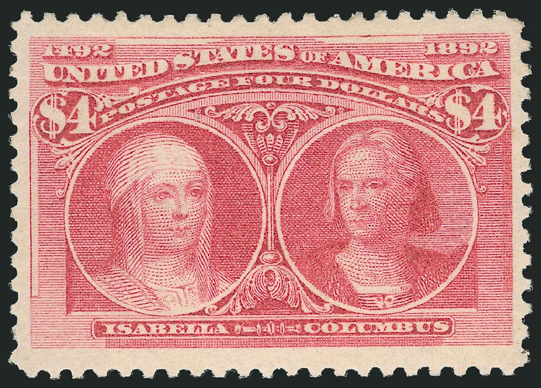 US Stamp Values Scott Catalogue 244 - US$4.00 1893 Columbian Exposition. Robert Siegel Auction Galleries, Nov 2013, Sale 1057, Lot 832