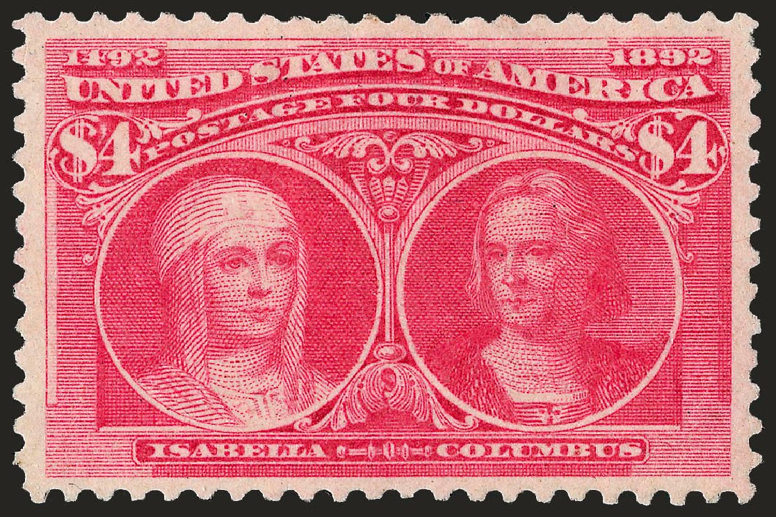 Costs of US Stamp Scott Catalogue 244: US$4.00 1893 Columbian Exposition. Robert Siegel Auction Galleries, Oct 2008, Sale 963, Lot 872