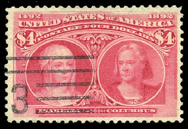 US Stamp Values Scott # 244 - 1893 US$4.00 Columbian Exposition. Matthew Bennett International, Feb 2015, Sale 351, Lot 143