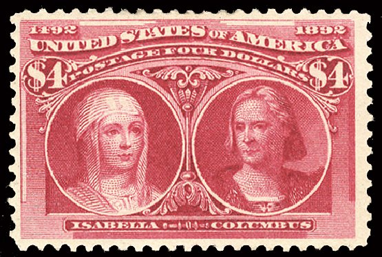 US Stamps Value Scott # 244 - 1893 US$4.00 Columbian Exposition. Cherrystone Auctions, Feb 2011, Sale 201102, Lot 73