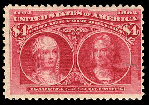 US Stamp Values Scott Cat. #244: 1893 US$4.00 Columbian Exposition. Cherrystone Auctions, Jun 2011, Sale 201106, Lot 53