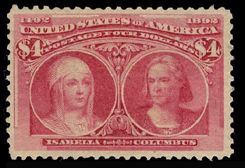 Price of US Stamps Scott Catalogue 244: US$4.00 1893 Columbian Exposition. Cherrystone Auctions, Apr 2012, Sale 201204, Lot 103