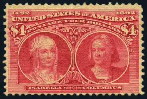 Cost of US Stamp Scott Cat. # 244 - US$4.00 1893 Columbian Exposition. Harmer-Schau Auction Galleries, May 2015, Sale 105, Lot 143