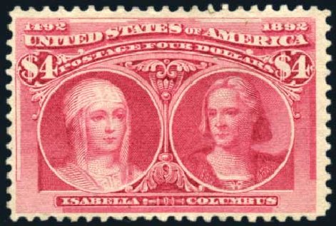 Prices of US Stamps Scott Catalog 244 - US$4.00 1893 Columbian Exposition. Harmer-Schau Auction Galleries, Feb 2010, Sale 84, Lot 1463
