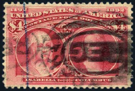 Prices of US Stamps Scott #244 - US$4.00 1893 Columbian Exposition. Harmer-Schau Auction Galleries, May 2013, Sale 97, Lot 353