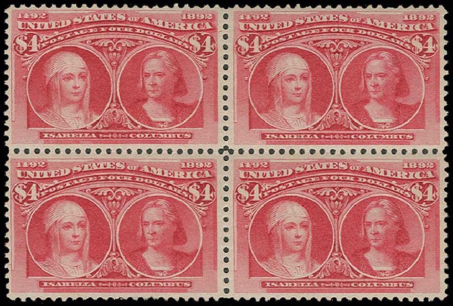 Price of US Stamps Scott #244 - 1893 US$4.00 Columbian Exposition. H.R. Harmer, Jun 2013, Sale 3003, Lot 1163