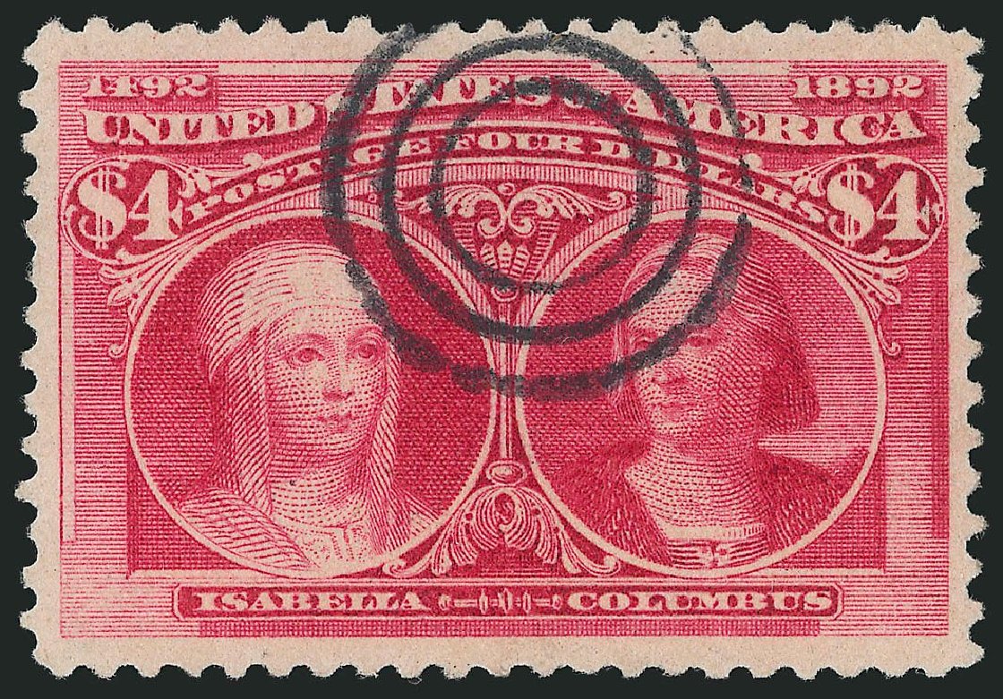 Values of US Stamp Scott Cat. 244: US$4.00 1893 Columbian Exposition. Robert Siegel Auction Galleries, Sep 2014, Sale 1078, Lot 373