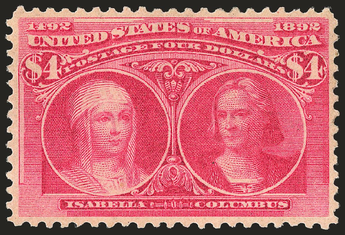 US Stamps Value Scott Catalogue #244: US$4.00 1893 Columbian Exposition. Robert Siegel Auction Galleries, Dec 2008, Sale 967, Lot 4413