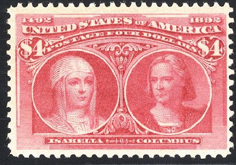 US Stamp Price Scott Catalogue # 244 - US$4.00 1893 Columbian Exposition. Cherrystone Auctions, Mar 2008, Sale 200803, Lot 216