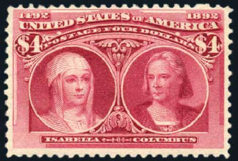 Price of US Stamps Scott Catalog # 244: 1893 US$4.00 Columbian Exposition. Harmer-Schau Auction Galleries, Jul 2010, Sale 86, Lot 446