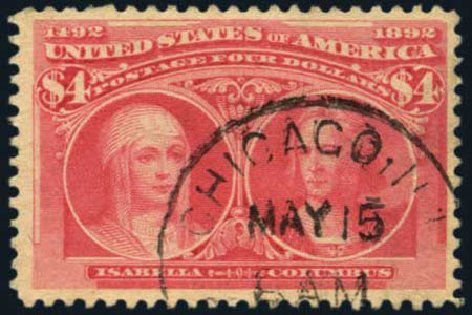 Price of US Stamps Scott # 244: 1893 US$4.00 Columbian Exposition. Harmer-Schau Auction Galleries, May 2012, Sale 93, Lot 306