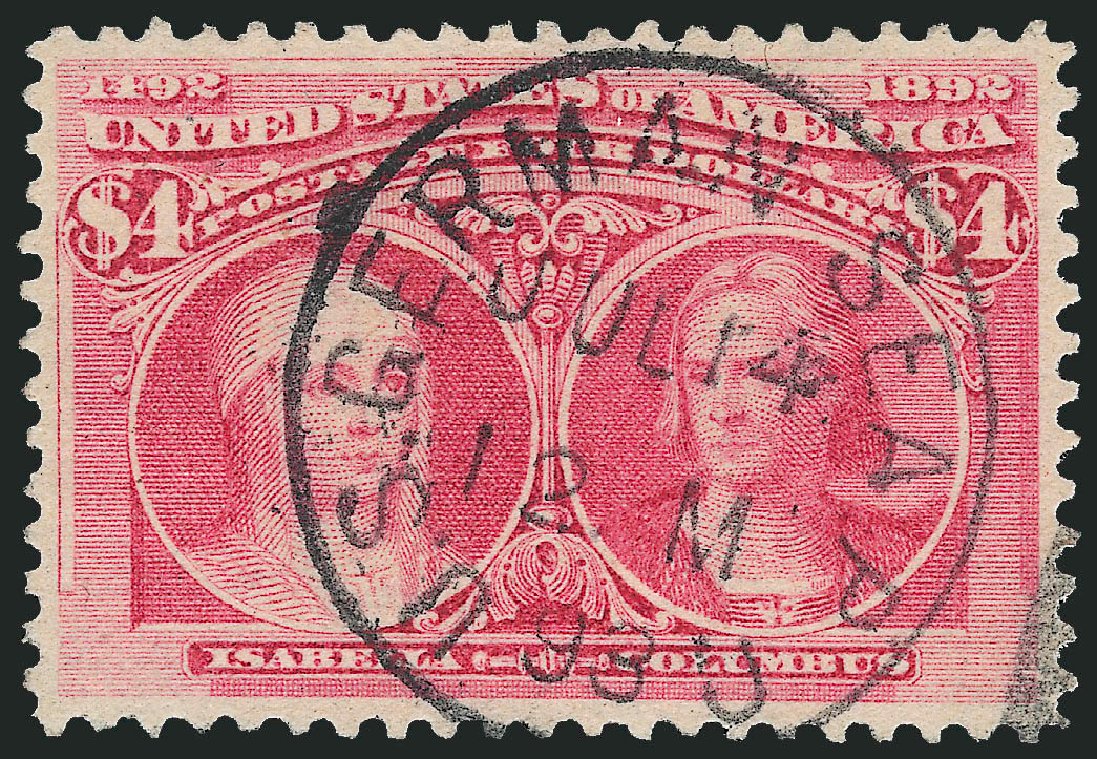 Costs of US Stamp Scott Catalogue # 244 - 1893 US$4.00 Columbian Exposition. Robert Siegel Auction Galleries, Apr 2010, Sale 984, Lot 616