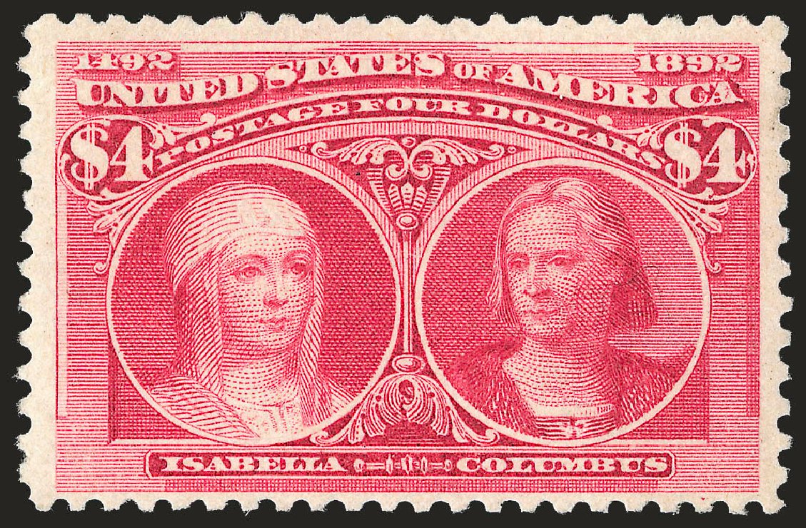 Costs of US Stamps Scott Catalogue #244 - 1893 US$4.00 Columbian Exposition. Robert Siegel Auction Galleries, Jun 2010, Sale 989, Lot 166