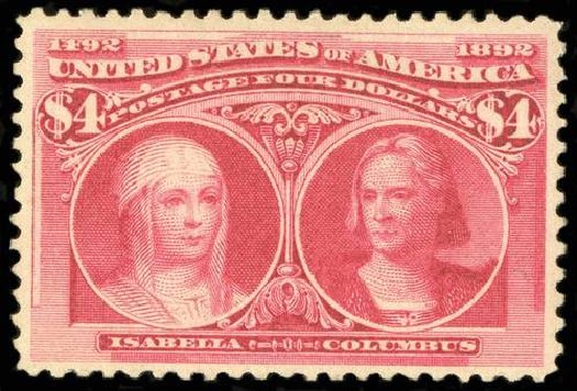 US Stamp Values Scott Catalog 244 - 1893 US$4.00 Columbian Exposition. Spink Shreves Galleries, Jul 2015, Sale 151, Lot 196