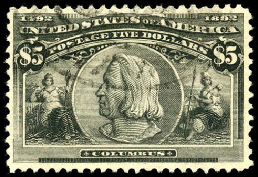 US Stamp Price Scott Cat. # 245 - US$5.00 1893 Columbian Exposition. Matthew Bennett International, Apr 2008, Sale 326, Lot 237