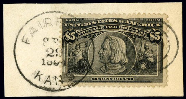 Cost of US Stamps Scott Catalog #245: US$5.00 1893 Columbian Exposition. Matthew Bennett International, Dec 2008, Sale 330, Lot 1707