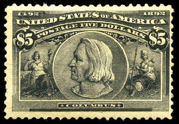 Cost of US Stamp Scott Catalogue # 245 - 1893 US$5.00 Columbian Exposition. Matthew Bennett International, Mar 2012, Sale 344, Lot 4437