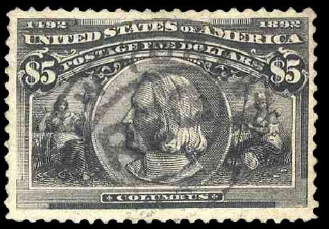 Cost of US Stamp Scott Catalogue # 245: US$5.00 1893 Columbian Exposition. Cherrystone Auctions, Jun 2009, Sale 200906, Lot 107