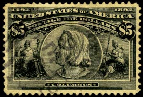 US Stamps Values Scott Catalog 245: 1893 US$5.00 Columbian Exposition. Harmer-Schau Auction Galleries, Feb 2012, Sale 92, Lot 1017
