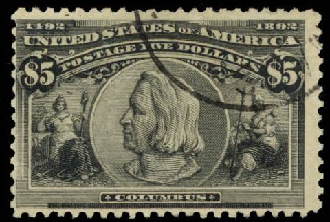 US Stamps Price Scott Catalogue # 245: US$5.00 1893 Columbian Exposition. Daniel Kelleher Auctions, Oct 2014, Sale 660, Lot 2247