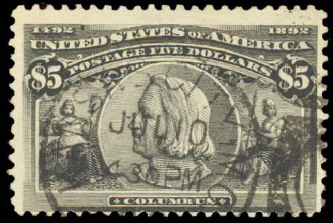 US Stamps Price Scott Catalog # 245 - US$5.00 1893 Columbian Exposition. Daniel Kelleher Auctions, Aug 2015, Sale 672, Lot 2527