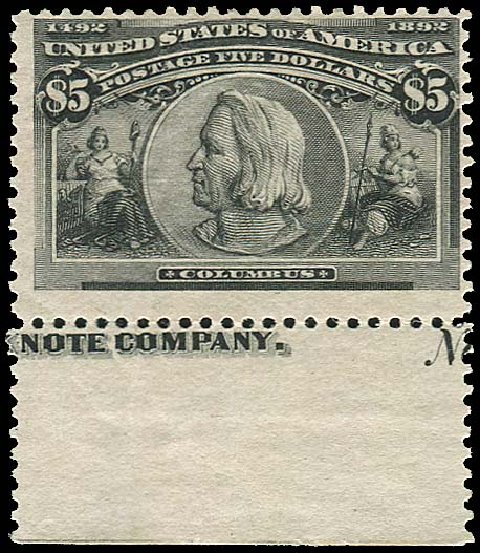 Value of US Stamp Scott # 245: US$5.00 1893 Columbian Exposition. Regency-Superior, Jan 2015, Sale 109, Lot 947