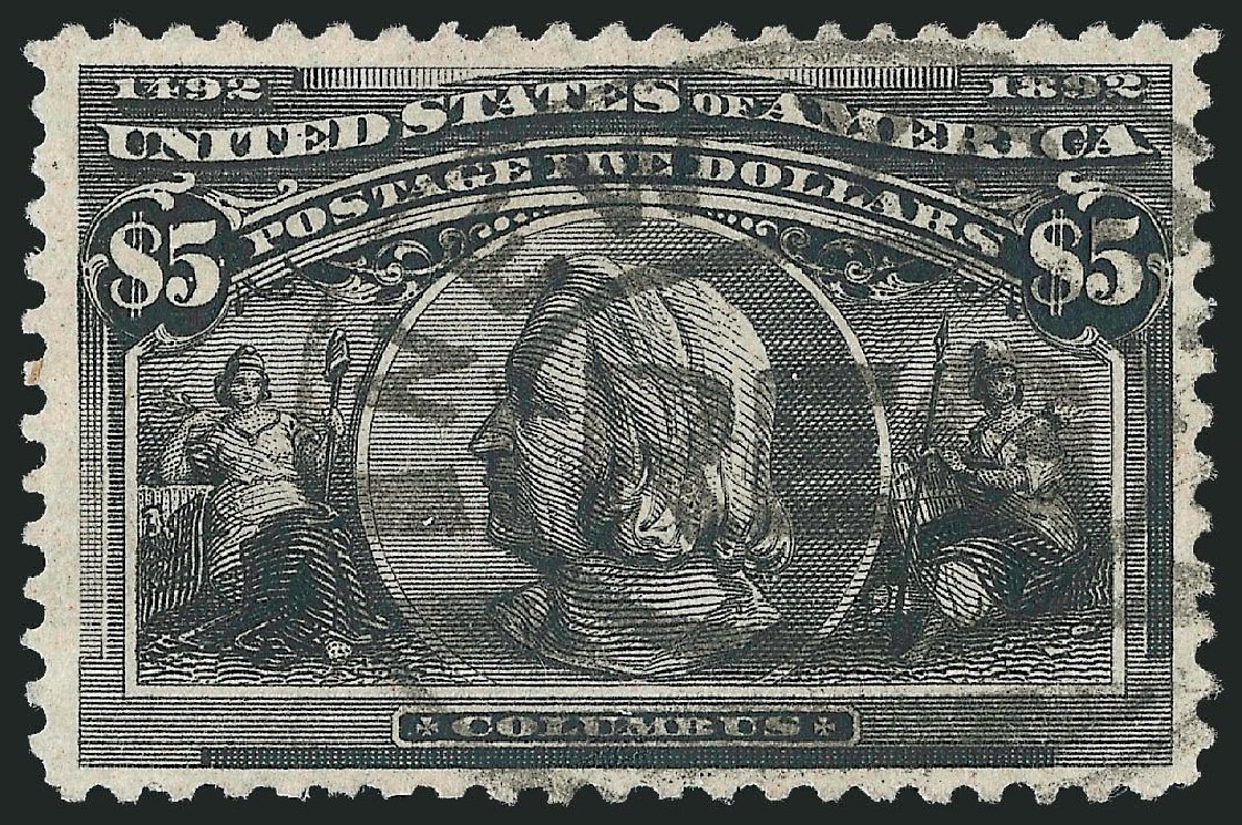 US Stamp Values Scott Cat. # 245 - US$5.00 1893 Columbian Exposition. Robert Siegel Auction Galleries, Apr 2014, Sale 1068, Lot 187