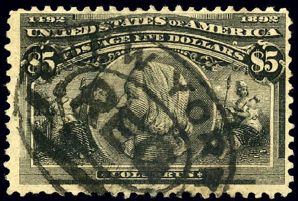 Cost of US Stamps Scott Catalog # 245: 1893 US$5.00 Columbian Exposition. Matthew Bennett International, Dec 2008, Sale 330, Lot 1708