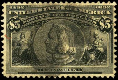 US Stamp Price Scott Catalogue #245: 1893 US$5.00 Columbian Exposition. Harmer-Schau Auction Galleries, Feb 2012, Sale 92, Lot 1018