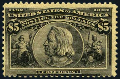 US Stamp Values Scott #245: 1893 US$5.00 Columbian Exposition. Harmer-Schau Auction Galleries, Oct 2012, Sale 95, Lot 218