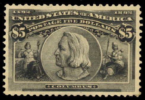 US Stamps Value Scott Catalog #245 - 1893 US$5.00 Columbian Exposition. Daniel Kelleher Auctions, Aug 2015, Sale 672, Lot 2518