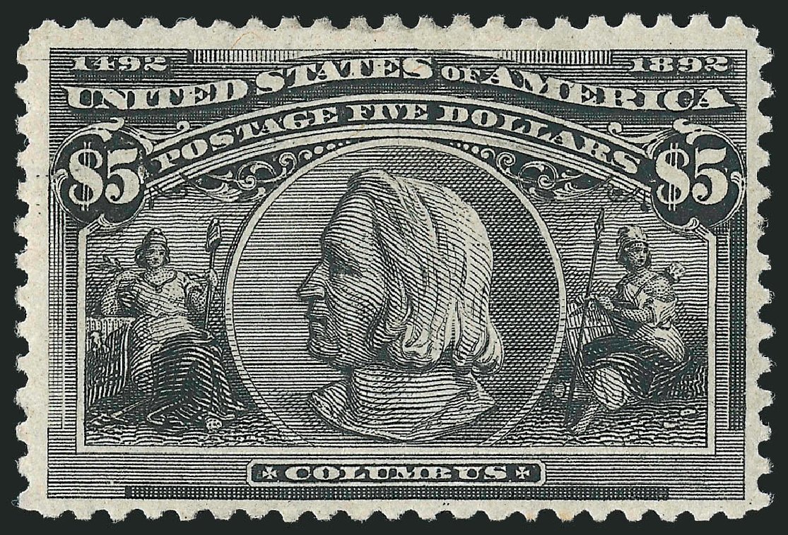 Costs of US Stamp Scott Catalogue 245: US$5.00 1893 Columbian Exposition. Robert Siegel Auction Galleries, Jun 2012, Sale 1026, Lot 1328