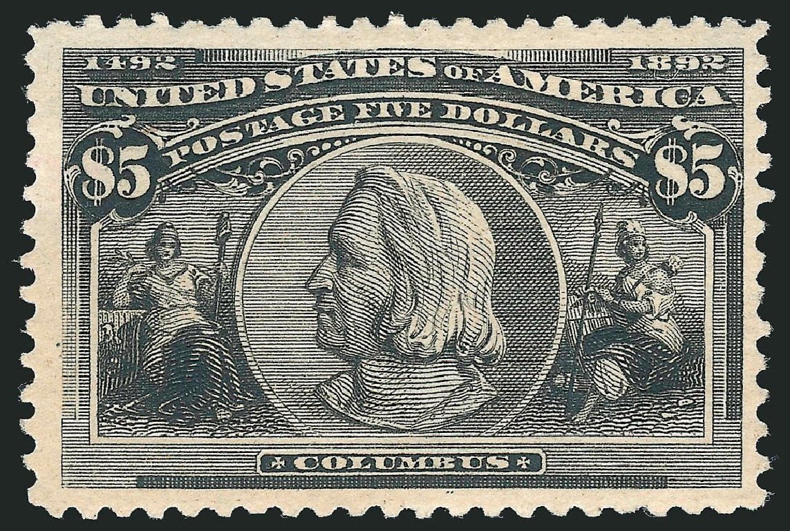 US Stamps Price Scott #245: 1893 US$5.00 Columbian Exposition. Robert Siegel Auction Galleries, May 2013, Sale 1044, Lot 198