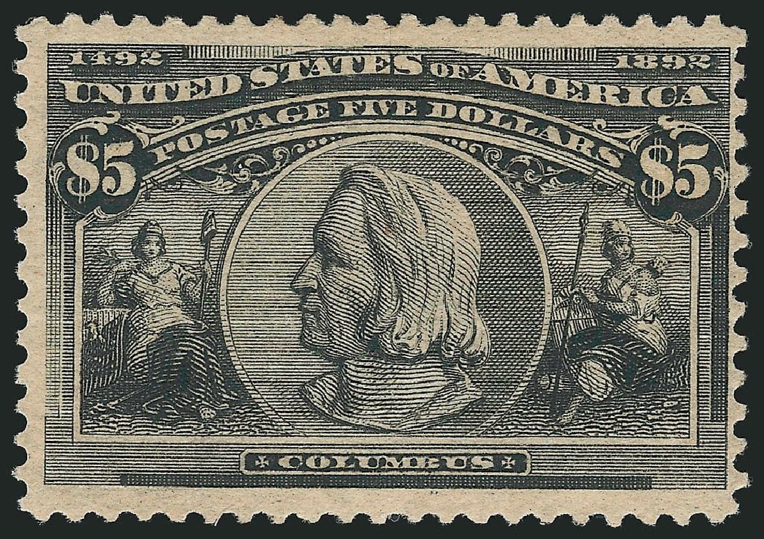 Cost of US Stamp Scott Cat. # 245: 1893 US$5.00 Columbian Exposition. Robert Siegel Auction Galleries, Sep 2014, Sale 1078, Lot 378
