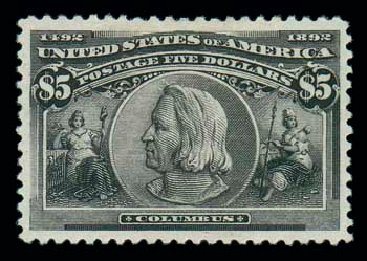 US Stamp Value Scott #245: 1893 US$5.00 Columbian Exposition. Matthew Bennett International, Oct 2007, Sale 320, Lot 509