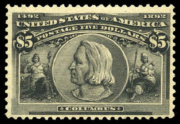 Value of US Stamps Scott Cat. #245: 1893 US$5.00 Columbian Exposition. Matthew Bennett International, Mar 2011, Sale 337, Lot 2689