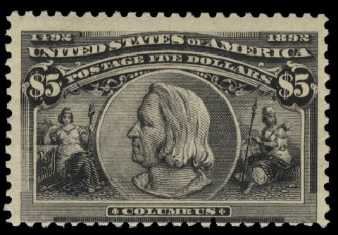 Price of US Stamp Scott Catalogue 245: 1893 US$5.00 Columbian Exposition. Cherrystone Auctions, Mar 2010, Sale 201003, Lot 149