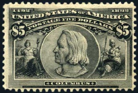 Costs of US Stamp Scott Catalogue # 245: 1893 US$5.00 Columbian Exposition. Harmer-Schau Auction Galleries, Oct 2009, Sale 83, Lot 399
