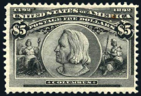 Prices of US Stamps Scott Catalog # 245 - 1893 US$5.00 Columbian Exposition. Harmer-Schau Auction Galleries, Jul 2010, Sale 86, Lot 449