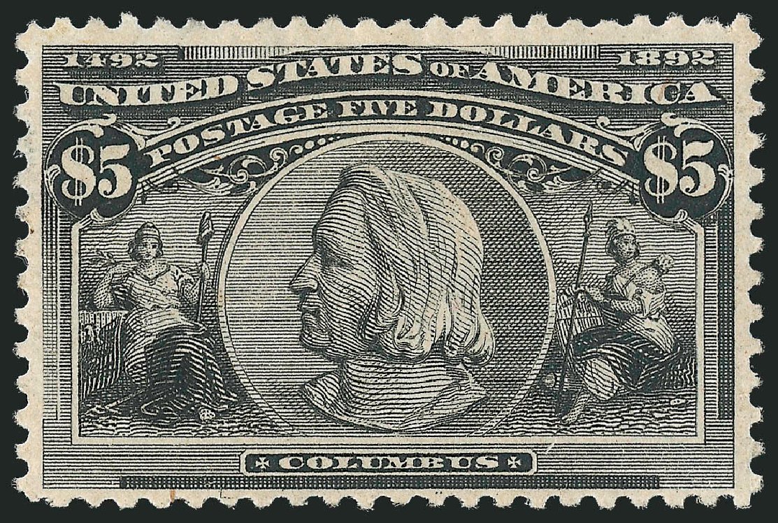 US Stamp Values Scott Catalogue # 245: 1893 US$5.00 Columbian Exposition. Robert Siegel Auction Galleries, Oct 2011, Sale 1014, Lot 1569