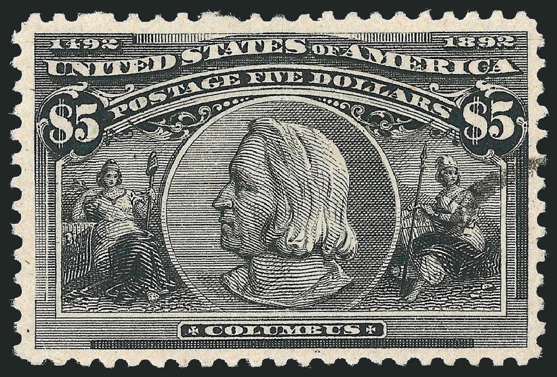 Prices of US Stamps Scott Catalogue # 245 - US$5.00 1893 Columbian Exposition. Robert Siegel Auction Galleries, Dec 2008, Sale 967, Lot 4419