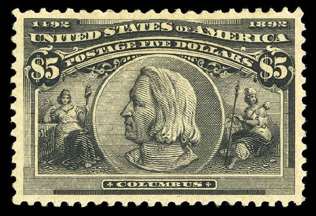 Values of US Stamps Scott 245: 1893 US$5.00 Columbian Exposition. Matthew Bennett International, Sep 2012, Sale 345, Lot 270
