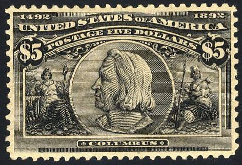 Prices of US Stamp Scott Catalogue #245 - US$5.00 1893 Columbian Exposition. Cherrystone Auctions, Jan 2008, Sale 200801, Lot 1160