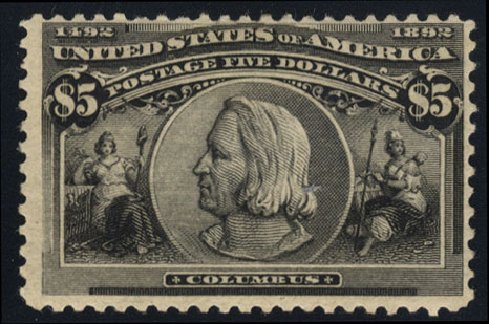 US Stamps Price Scott #245: US$5.00 1893 Columbian Exposition. Cherrystone Auctions, Jun 2012, Sale 201206, Lot 110