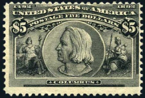 US Stamp Value Scott #245: 1893 US$5.00 Columbian Exposition. Harmer-Schau Auction Galleries, Oct 2009, Sale 83, Lot 400
